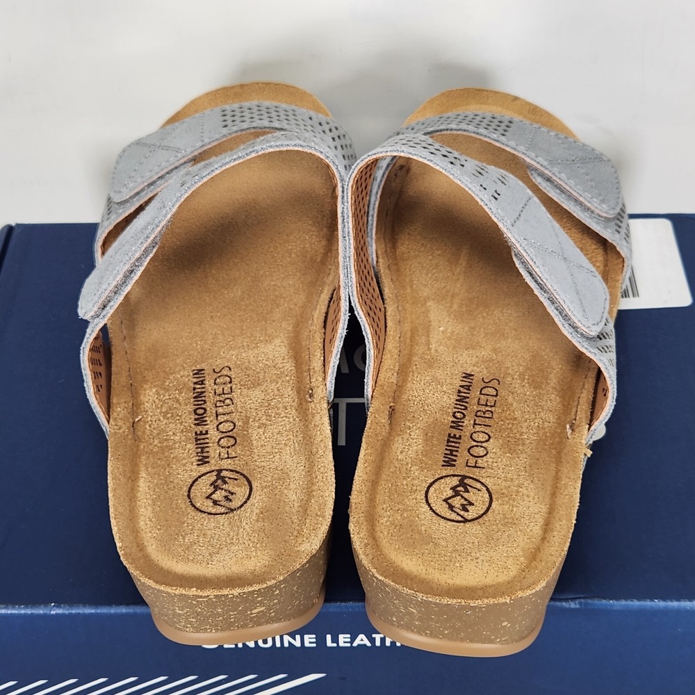 White Mountain Sandals Women Size 9.5 Blue Raspberry Ferula Leather Wedge Slide - Picture 4 of 8